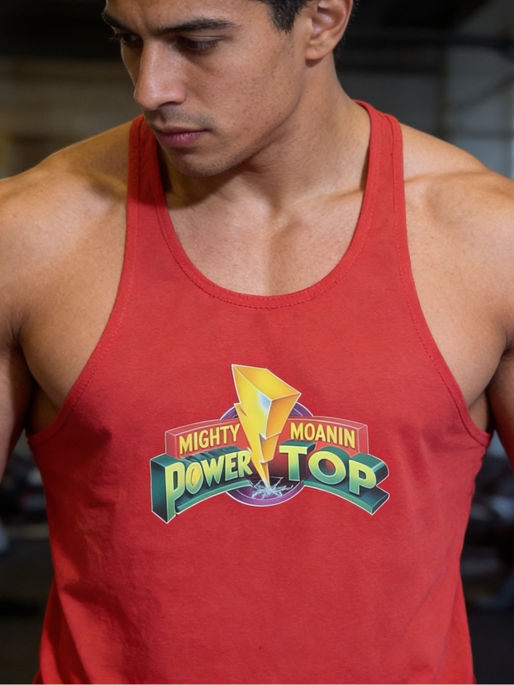 Mighty Moanin Power Top Red Graphic Tank